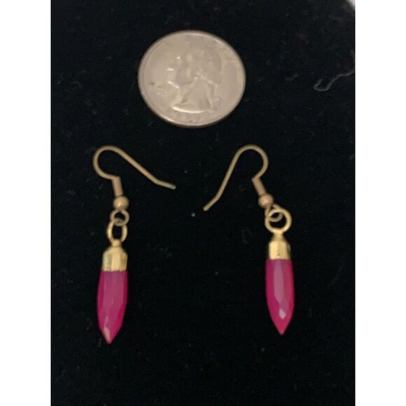 Pink Stone Hook Back Earrings - Picture 6 of 12